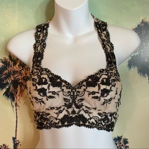 FREE PEOPLE Black and Cream Lace Bralette